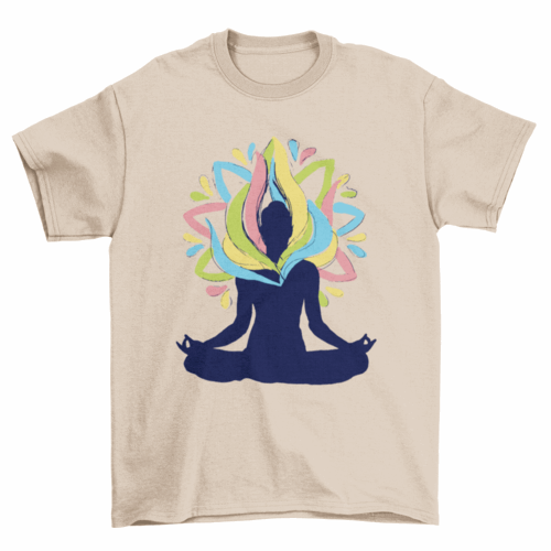Woman T-Shirt sitting in yoga pose Turquoise Theseus