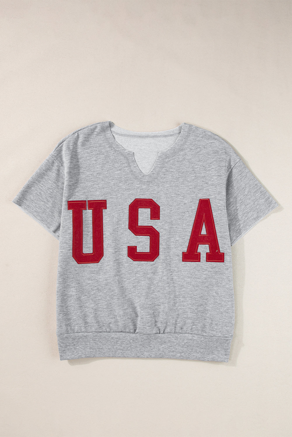 USA Notched Short Sleeve T-Shirt Trendsi