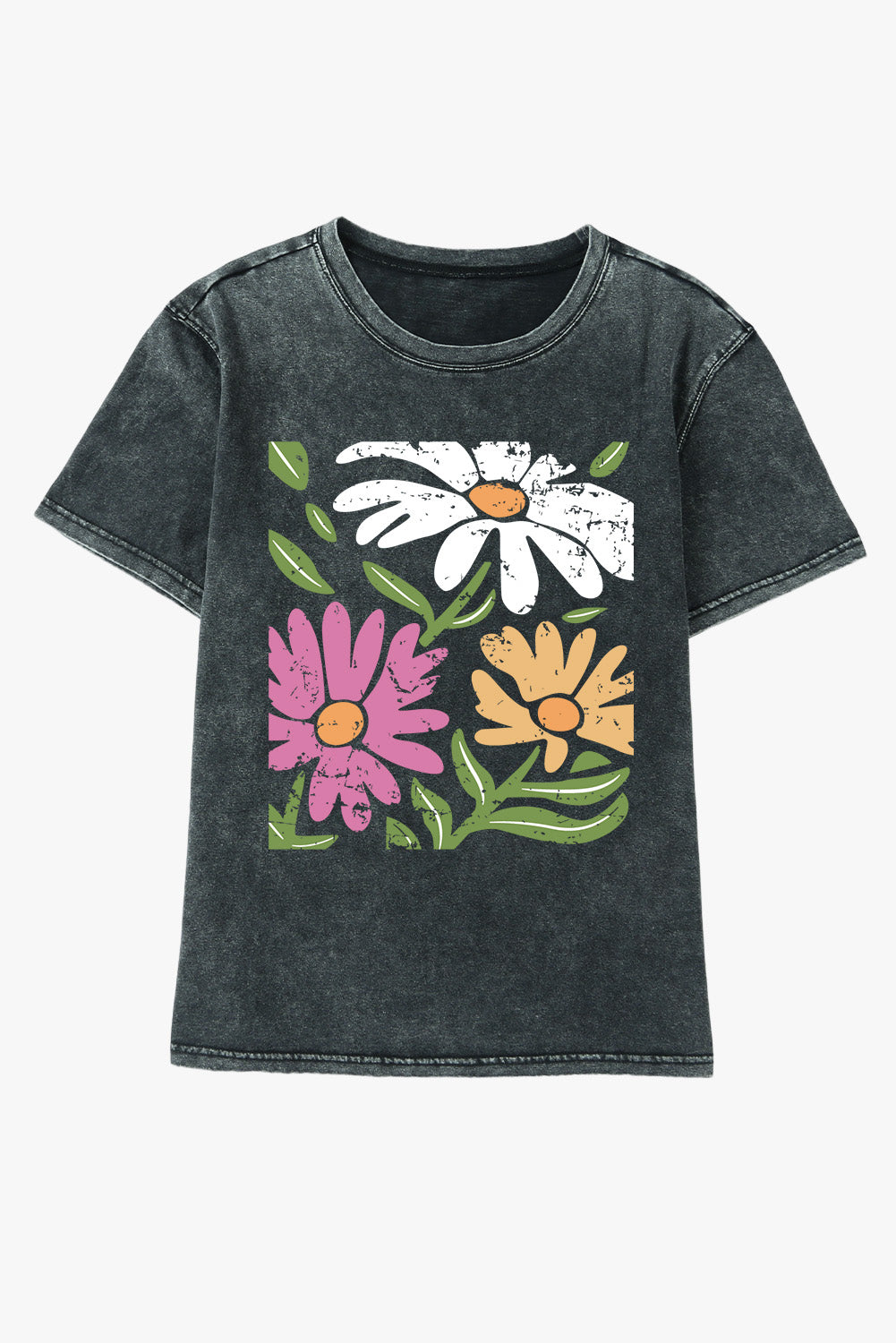 Flower Graphic Round Neck Short Sleeve T-Shirt Trendsi