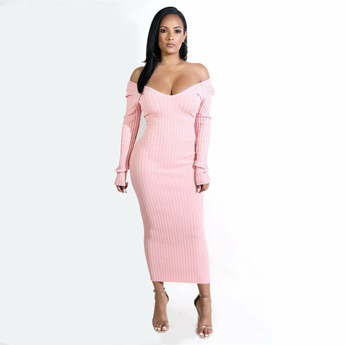 Seater Knit Dress for Women with V-neck Silver Sam