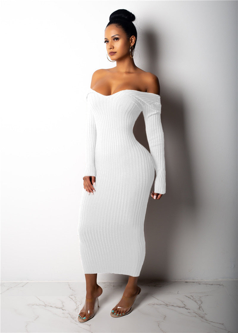 Seater Knit Dress for Women with V-neck Silver Sam
