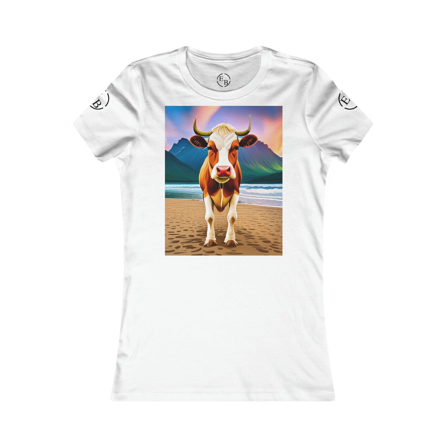 T-Shirt - Cow on Beach Printify