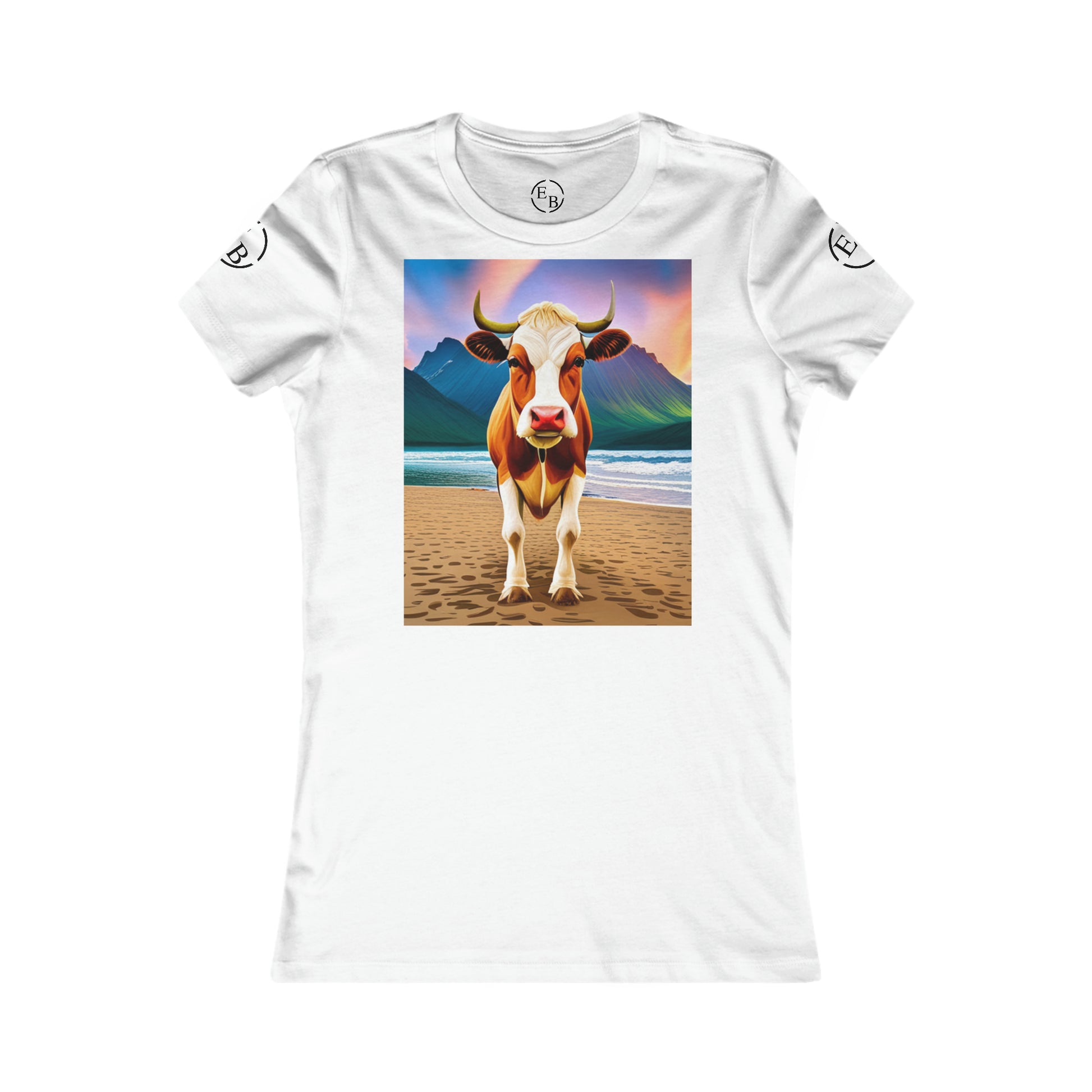 T-Shirt - Cow on Beach Printify