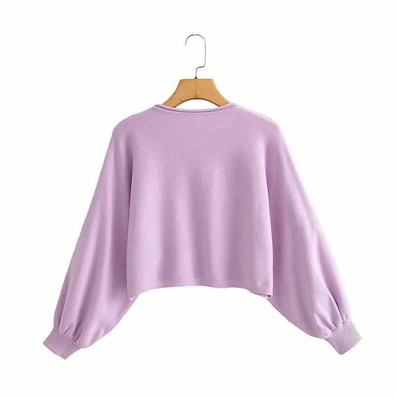 Loose Solid Knitted 2 Pcs Suits Knit Pullover Sets Basic High Waisted Magenta Angel