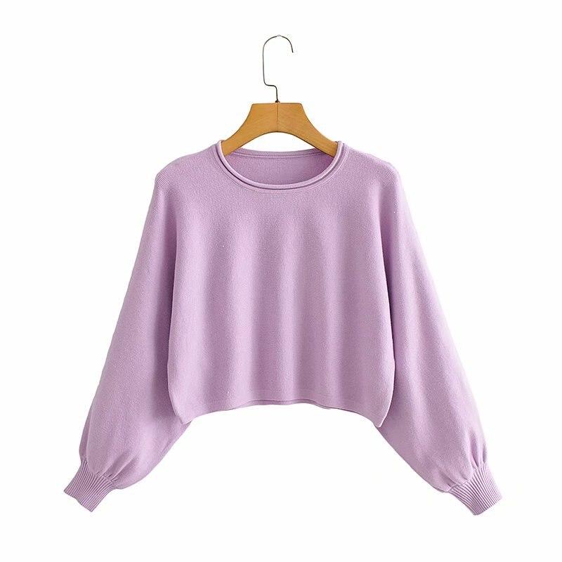 Loose Solid Knitted 2 Pcs Suits Knit Pullover Sets Basic High Waisted Magenta Angel