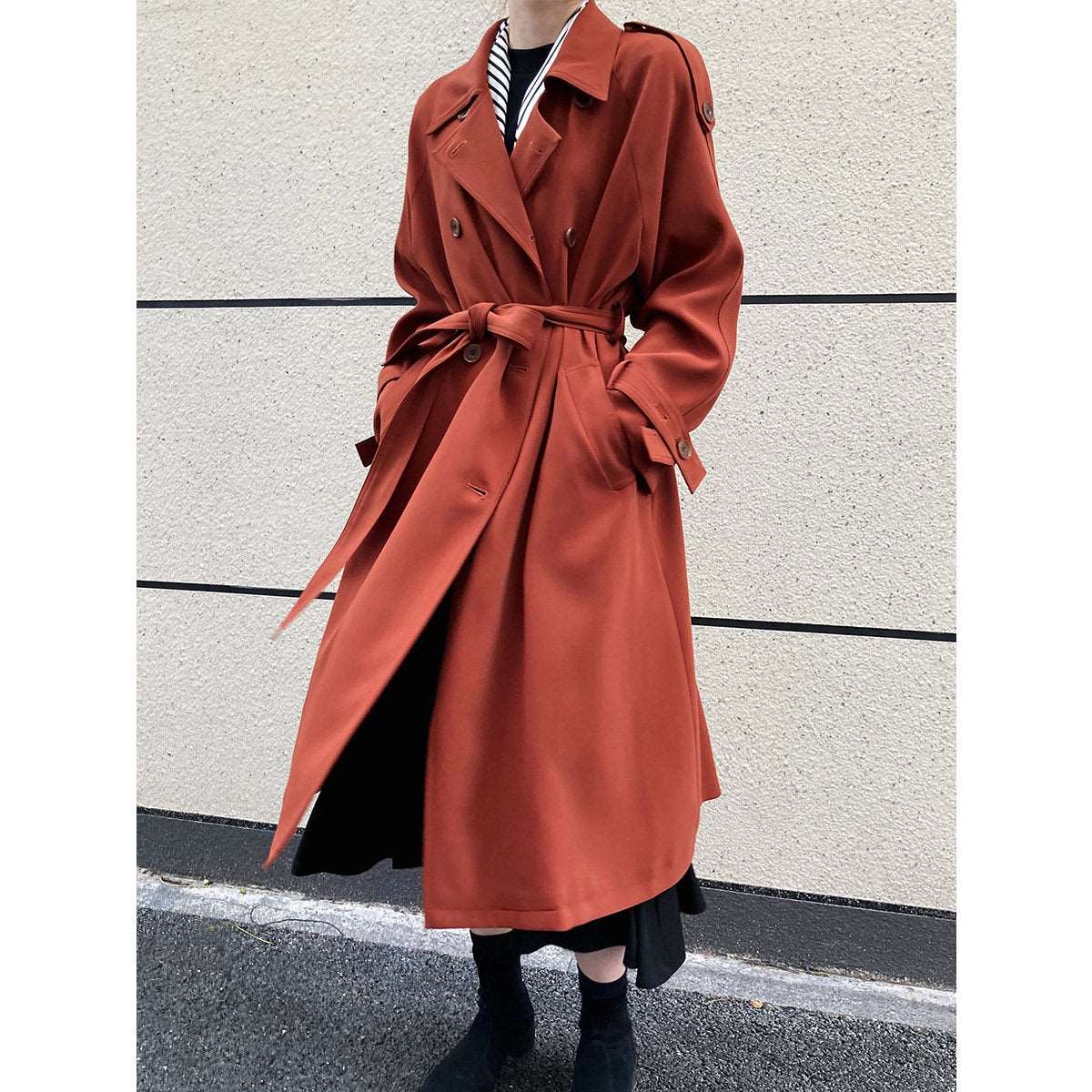 Women's Double Breasted Long Trench Coat Datolite