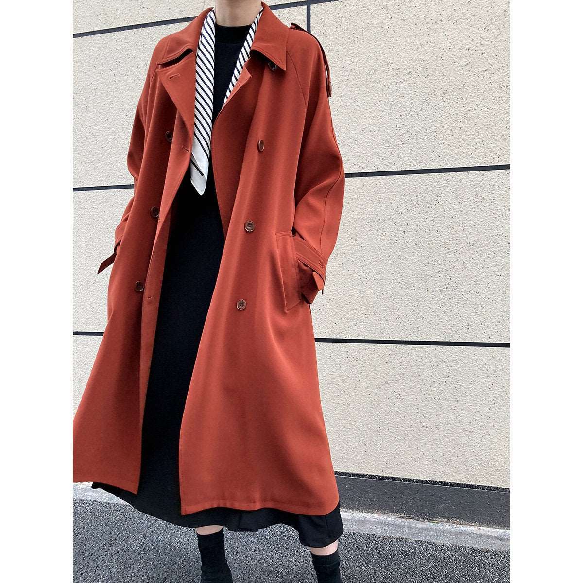 Women's Double Breasted Long Trench Coat Datolite