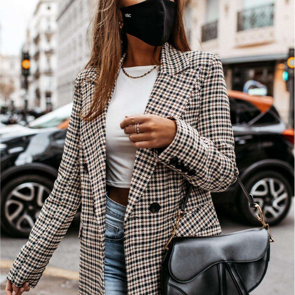 Women's Casual Long Sleeve Lapel Button Slim Work Office Blazer Jacket Datolite