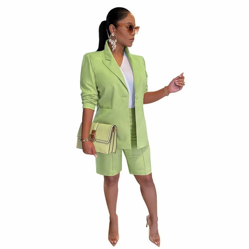 Women's Casual Suit Set with Jacket and Shorts Magenta Angel