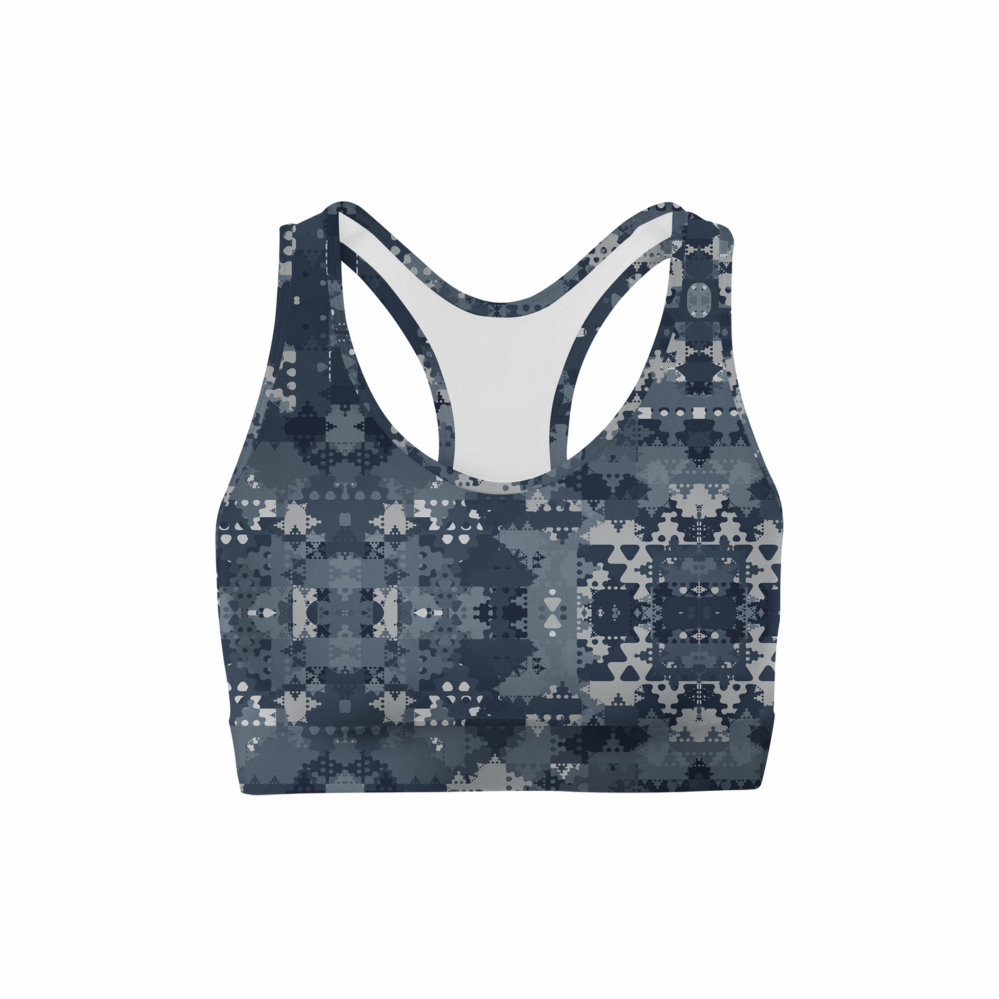 Digital Blue Camo Back Color Sports Bra Orange Poppy