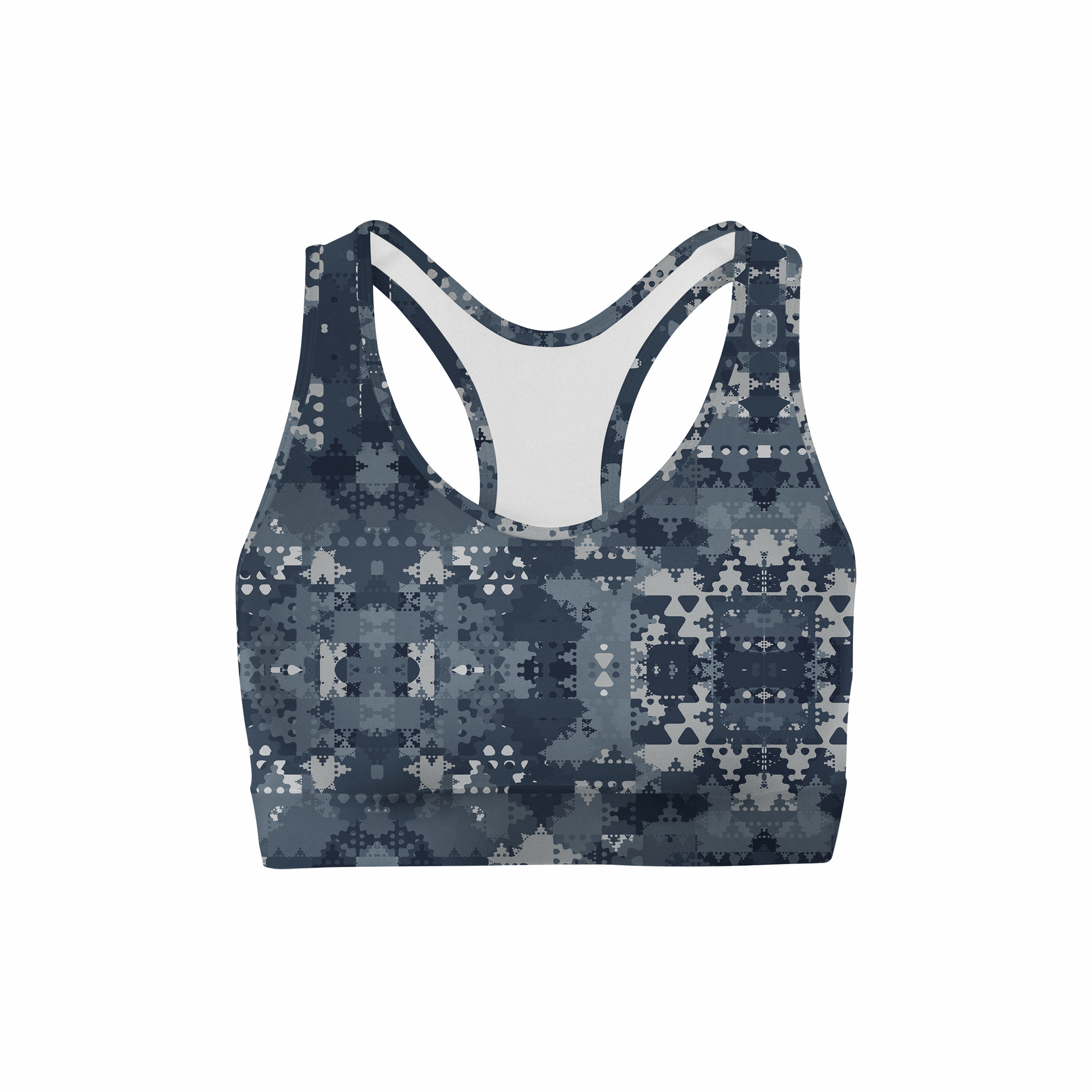 Digital Blue Camo Back Color Sports Bra Orange Poppy