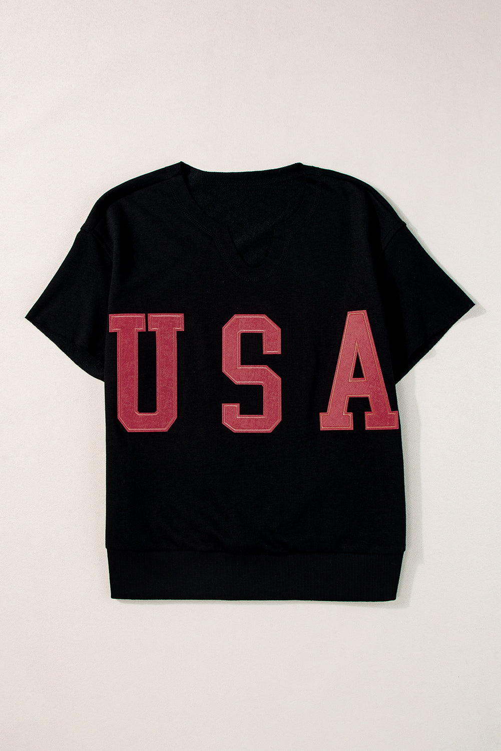 USA Notched Short Sleeve T-Shirt Trendsi