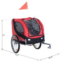 Travel - PawHut Foldable Pet Bike Trailer Dog Cat Travel Bicycle Carrier, Red Taupe Shadow