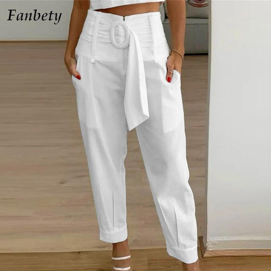 Casual Lace-up Straight Long Trousers Pants Silver Sam