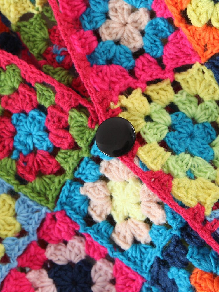 BOHO Plaid Flower Hand Made Crochet Cardigan - Ecombran Limited