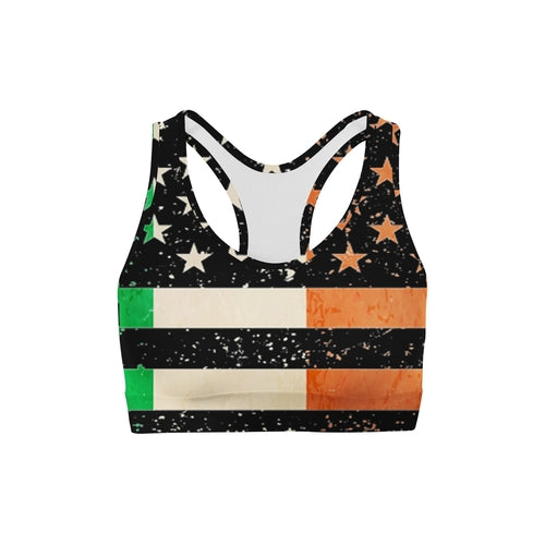 Irish Pride Distressed Sports Bra Orange Poppy