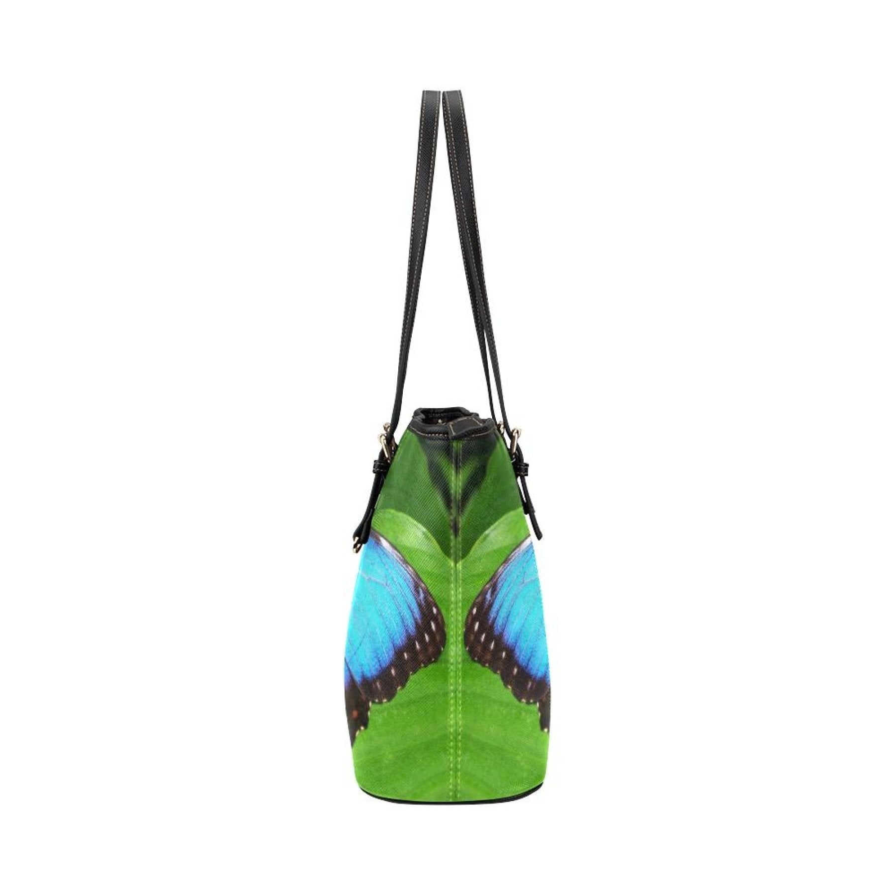 Tote Bag - Vibrant Blue Butterfly Print - Double Handle Large Bag Grey Coco
