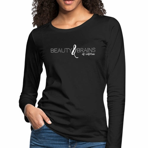 Uniquely You Womens Long Sleeve Graphic Tee, Beauty And Brains Et Grey Coco