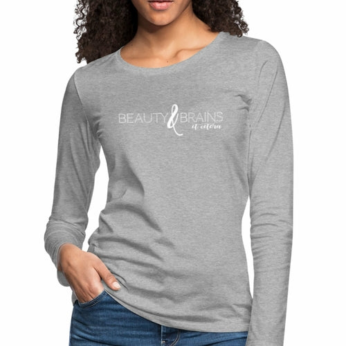 Uniquely You Womens Long Sleeve Graphic Tee, Beauty And Brains Et Grey Coco
